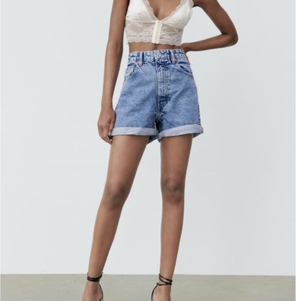 Zara Mom Fit Blue Jean Bermuda Shorts Size 2 Size 4 Size 6